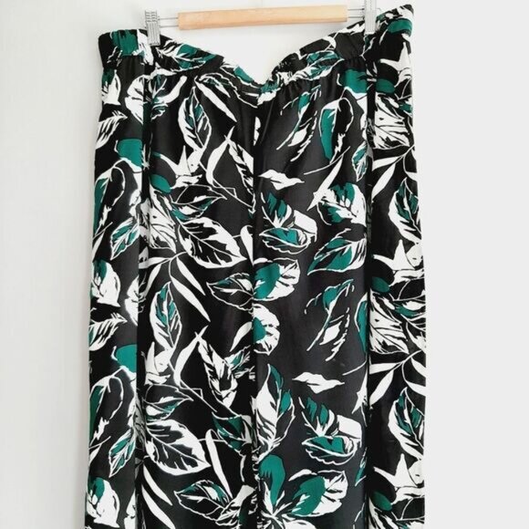GAP Palazzo Wide Leg Light Flowy Pull-On Pants Green Floral Print Sz XXL - Picture 3 of 12